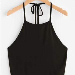 Shein black cropped halter top